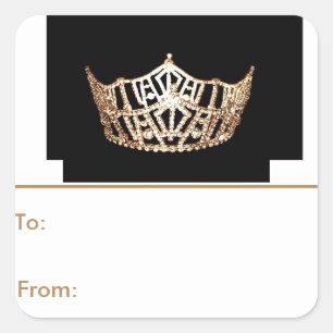 Adesivo Quadrado Tag Dourados do presente da casca & da vara da