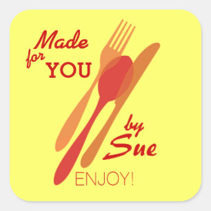 Adesivo Quadrado Tag feitos sob encomenda do presente do cozimento