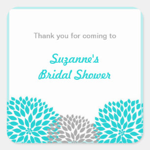 Adesivo Quadrado Tag nupcial do favor do chá de fraldas da dália