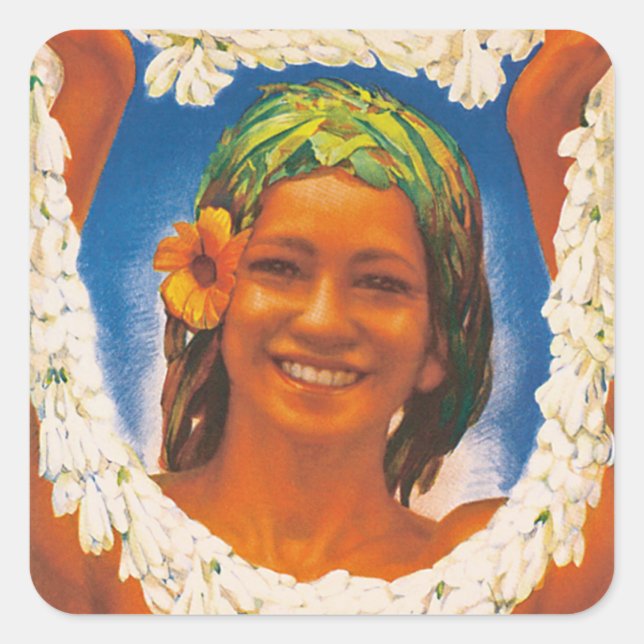 Adesivo Quadrado Tahiti ~ La Perle du Pacifique (Frente)