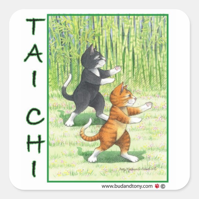 Adesivo Quadrado Tai Chi Cats Sticker Bud & Tony (Frente)