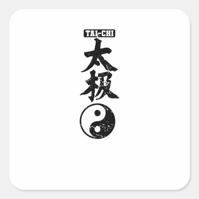 Adesivo Quadrado Tai-Chi chinesische Schriftzeichen Yin Yang (Frente)
