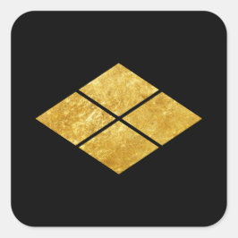Adesivo Quadrado Takeda kamon japonês clã samurai faux gold