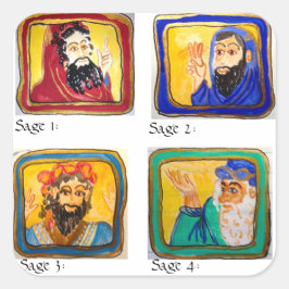 Adesivo Quadrado Talmud Study Aid: Quatro Sábios