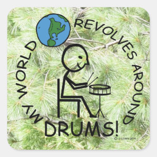 Adesivo Quadrado Tambores - O Mundo Revola-se em Torno do Sticker Q