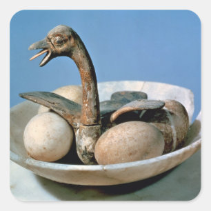 Adesivo Quadrado Tampa de um frasco do alabastro decorado com um