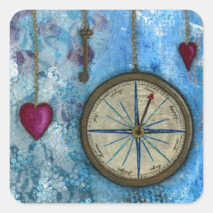 Adesivo Quadrado Tampas de bainha e de coração