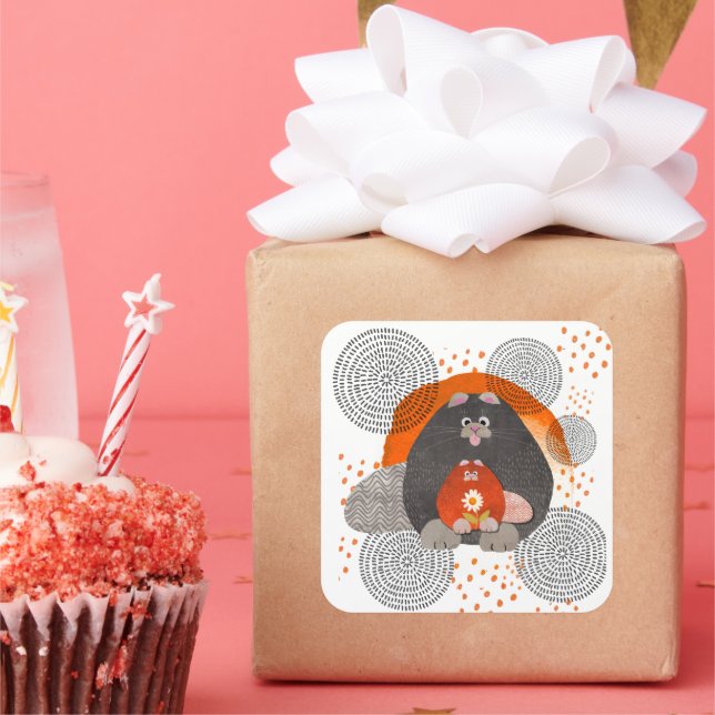 Adesivo Quadrado Tampões CATZ PAJAMAZ 2 tamanhos (Festa)