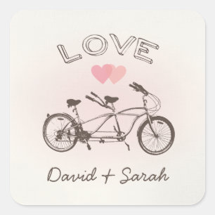 Adesivo Quadrado Tandem Bicycle Love Sticker
