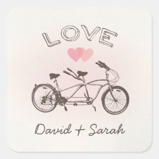 Adesivo Quadrado Tandem Bicycle Love Sticker