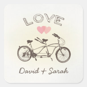 Adesivo Quadrado Tandem Bicycle Love Sticker