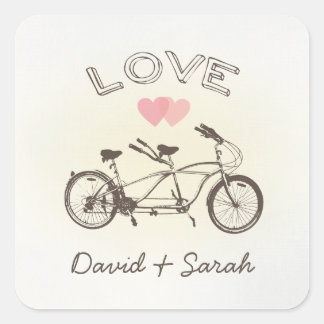 Adesivo Quadrado Tandem Bicycle Love Sticker