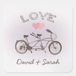Adesivo Quadrado Tandem Bicycle Love Sticker
