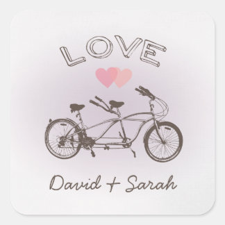 Adesivo Quadrado Tandem Bicycle Love Sticker