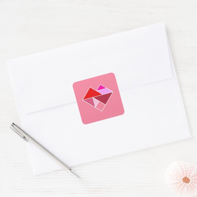 Adesivo Quadrado Tangram do Coração (Envelope)