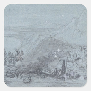 Adesivo Quadrado Taormina, das "vistas de Sicília" (giz & gouache