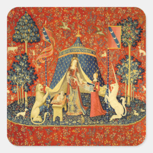 Adesivo Quadrado Tapeçaria Medieval Lady e O Unicórnio: Arte France