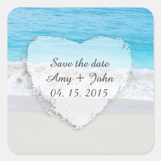 Adesivo Quadrado Táquias de casamento de praia salvam a praia1 (Frente)