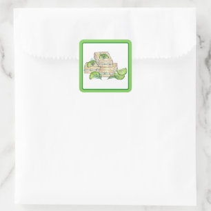 Adesivo Quadrado Tarde Festa de Tea Festa de Pepino Dill Sandwich