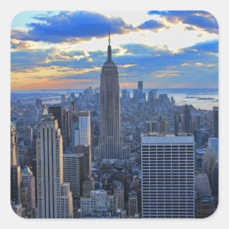 Adesivo Quadrado Tarde tarde NYC Skyline à medida que o pôr do sol