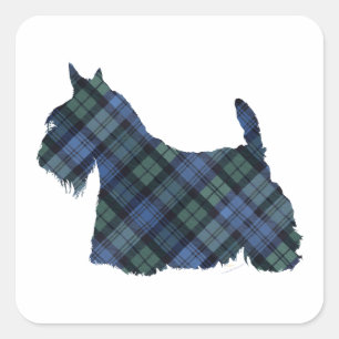 Adesivo Quadrado Tartan Black Watch Scottish Terrier
