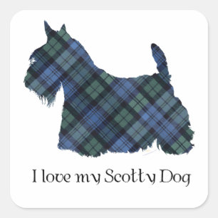 Adesivo Quadrado Tartan Black Watch Scottish Terrier