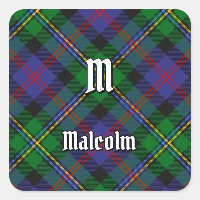 Adesivo Quadrado Tartan do Clã Malcolm (Frente)