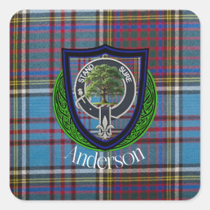 Adesivo Quadrado Tartan e Brasão do Clã Escocês Anderson