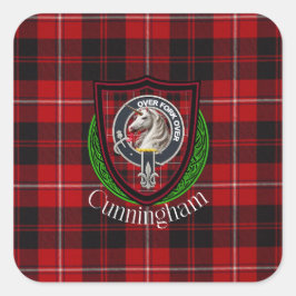 Adesivo Quadrado Tartan e Brasão do Clã Escocês Cunningham