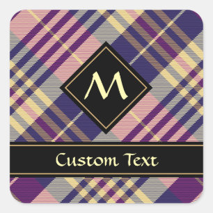 Adesivo Quadrado Tartan roxo, Dourado e azul