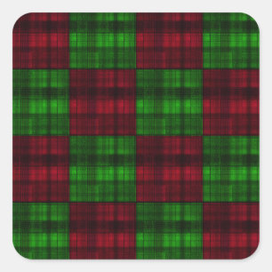 Adesivo Quadrado Tartan vermelho e verde de Natal.