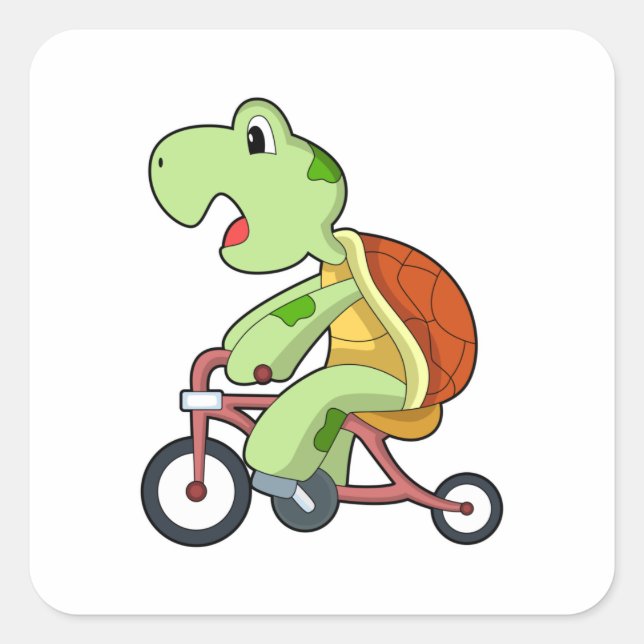Adesivo Quadrado Tartaruga com Bicicleta (Frente)
