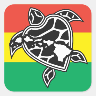 Adesivo Quadrado Tartaruga da reggae de Havaí
