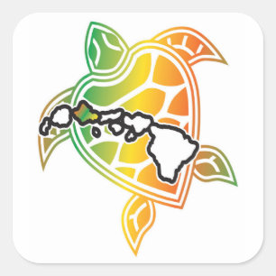 Adesivo Quadrado Tartaruga do Mar Verde do Havaí