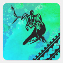 Tartaruga e tubarão inspirados na polinésia