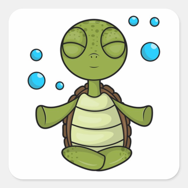 Adesivo Quadrado Tartaruga em Meditação em Sessão (Frente)