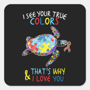 Adesivo Quadrado Tartaruga Eu Vejo Suas Verdadeiras Cores Eu Te Amo