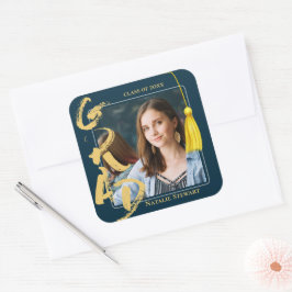 Adesivo Quadrado Tassel de Graduação de Foto em Bold Moderno