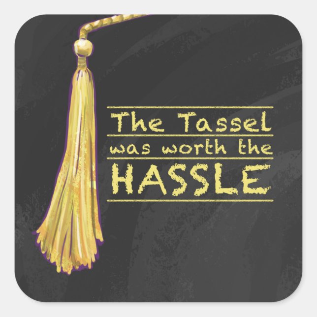 Adesivo Quadrado Tassel Hassle Dourado (Frente)