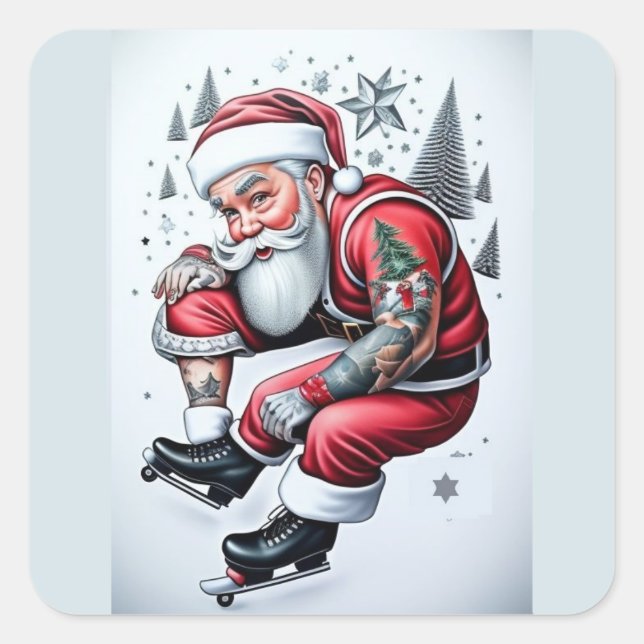 Adesivo Quadrado Tattoo Santa Claus (Frente)
