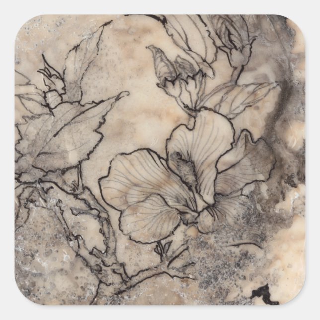 Adesivo Quadrado Tatuagem Floral I (Frente)