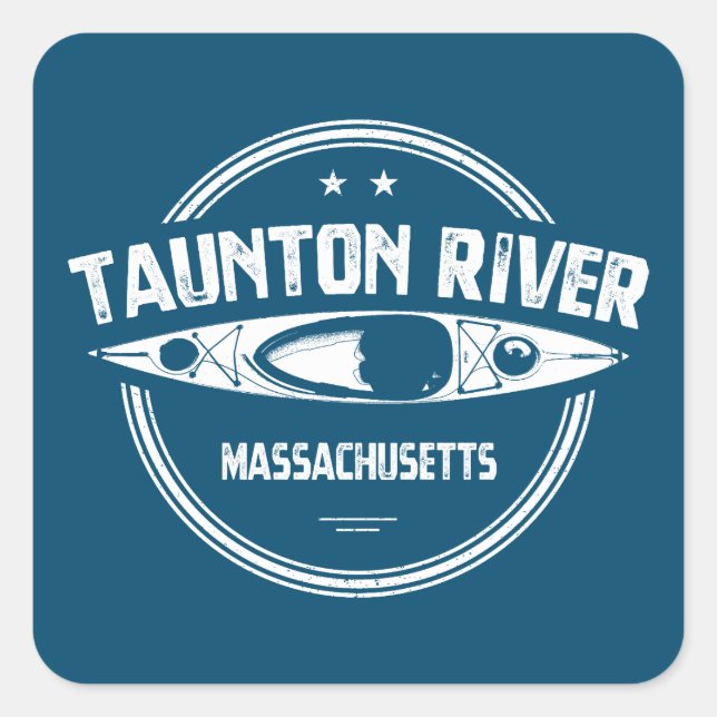 Adesivo Quadrado Taunton River Massachusetts Kayaking (Frente)