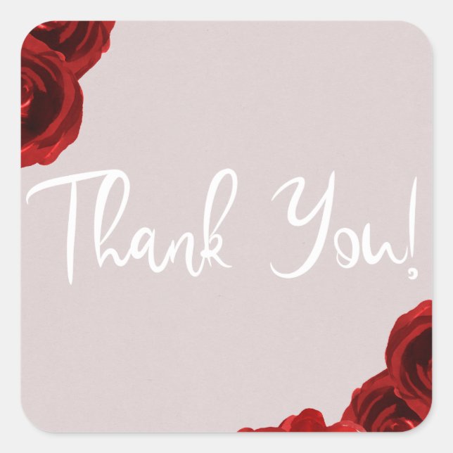 Adesivo Quadrado Taupe Blush Red Watercolor Rosa Casamento Moderno (Frente)