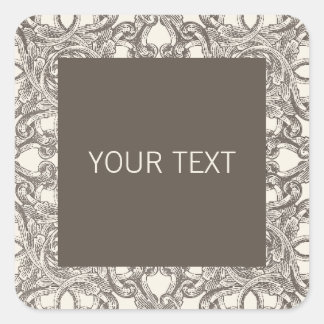 Adesivo Quadrado Taupe Damask Sticker Modelo para Empresas