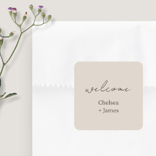 Adesivo Quadrado Taupe neutro Casamento de boas-vindas Chic Simpl