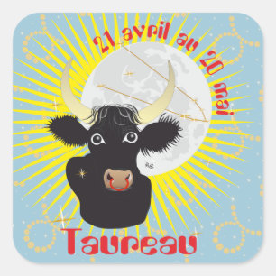 Adesivo Quadrado Taureau 21 avril 20 Autocollants Mai au