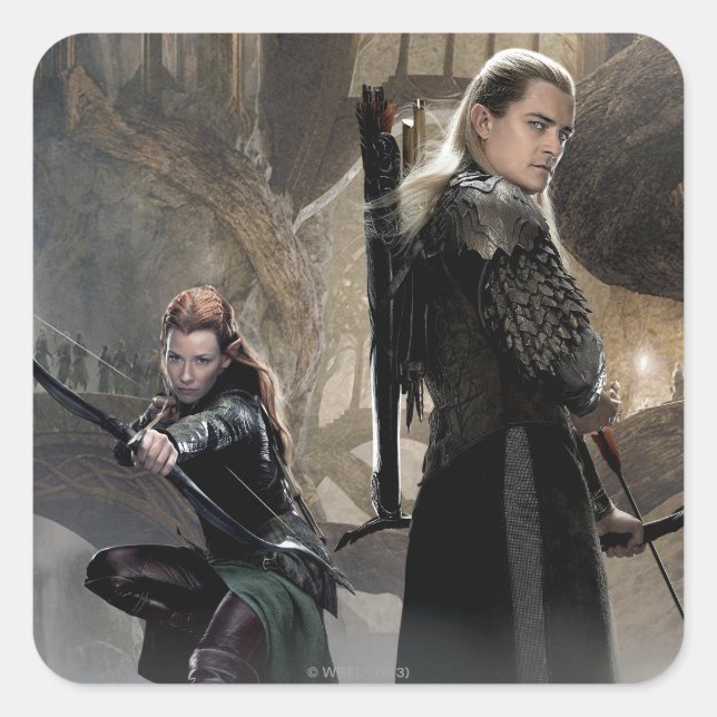 Adesivo Quadrado TAURIEL™ E LEGOLAS GREENLEAF™ Movie Poster 2 (Frente)