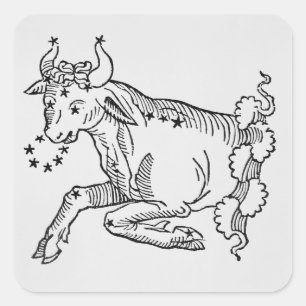 Adesivo Quadrado Taurus (o Touro), uma ilustração do "Poético"