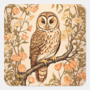 Adesivo Quadrado Tawny Owl Peach Blossoms William Morris Inspirado
