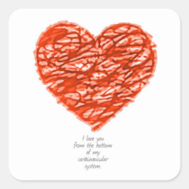Adesivo Quadrado Te amo do fundo do sistema cardiovascular